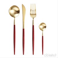 LQMT Vaisselle Set De Vaisselle Fork Spoon Set De Cuisine Couteau   Or Rouge - B07SRBYBRZ